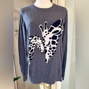 Banana Republic Gray Sweater with Giraffe Design